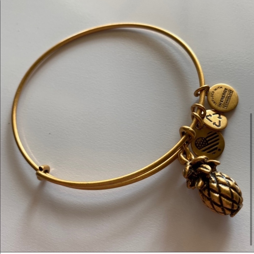 Alex & Ani Pineapple Bangle Bracelet in Gold Tone - Picture 5 of 6